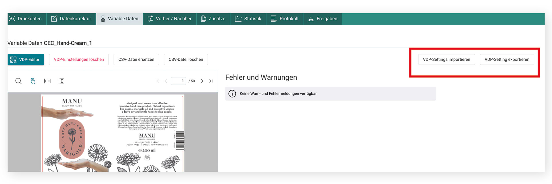 Schneidelinien hinzufügen