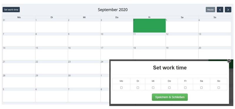 Produktions-Kalender im Backend