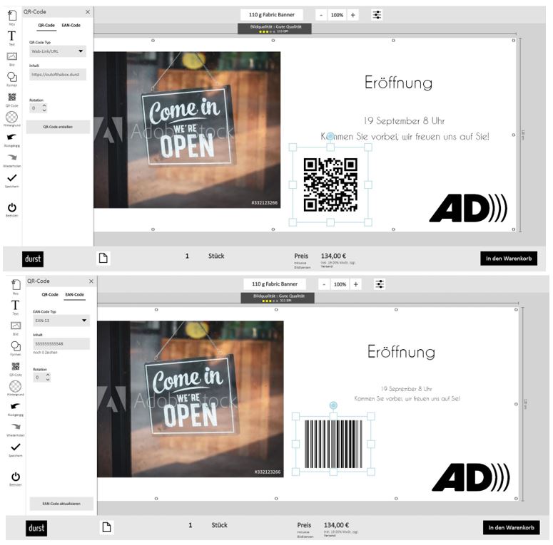 QR-Code / EAN-Code Funktion