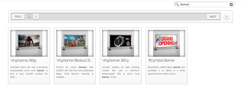 Suchfunktion im Frontend